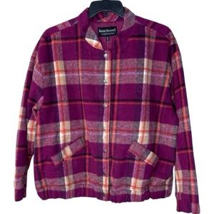 Jason Maxwell Jacket Purple Plaid Bomber Snap Closure in Size 2X